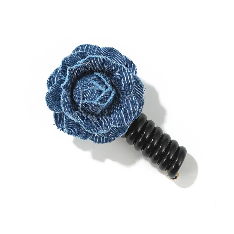 如花梦 精致牛仔花朵电话线网红气质高级感头花皮筋皮筋头饰 布艺 发圈 女款