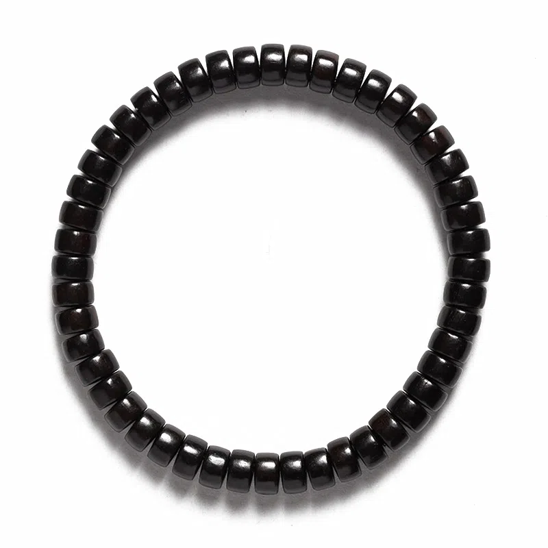 書卓 精工直切药片珠佛珠黑檀木花梨木单圈简约国潮盘玩串 贡木 木作手串 男女同款情侣款