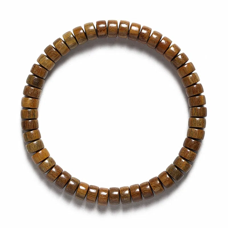 書卓 精工直切药片珠佛珠黑檀木花梨木单圈简约国潮盘玩串 贡木 木作手串 男女同款情侣款