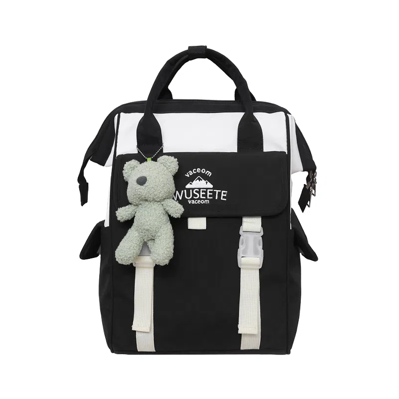 轩玺 日系校园简约百搭 尼龙 双肩包 男女同款情侣款 黑色/棕色/粉色/紫色/卡其色