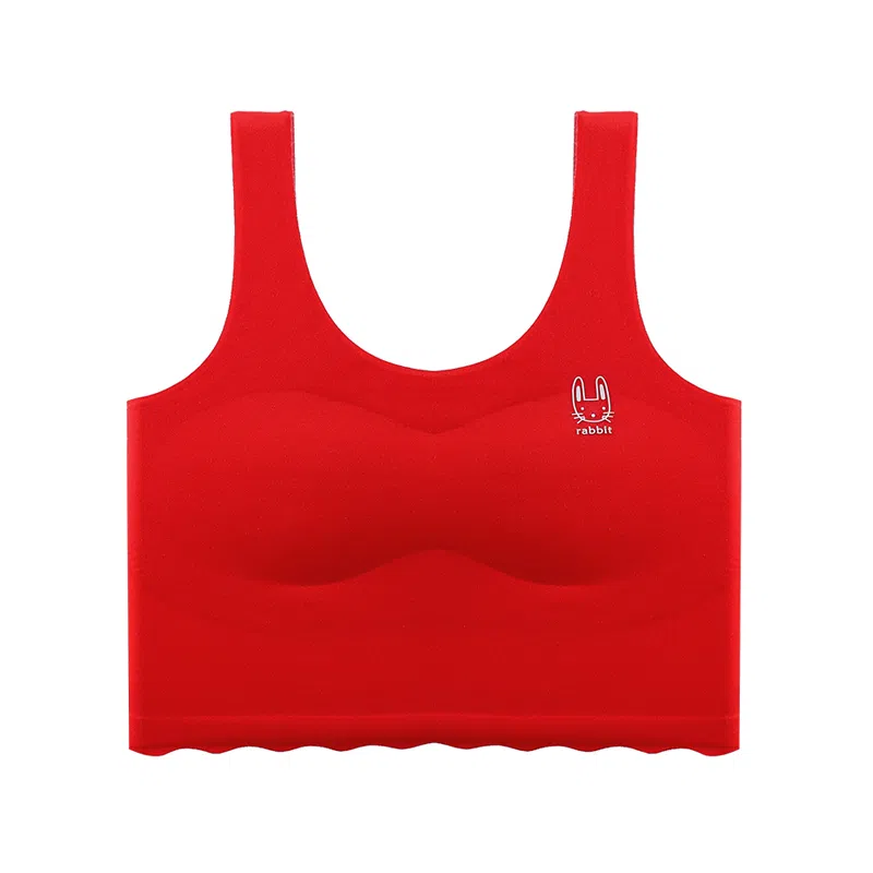 欧迪芬 舒适青春发育期年初高中无痕塑性背心文胸 女款 本命红