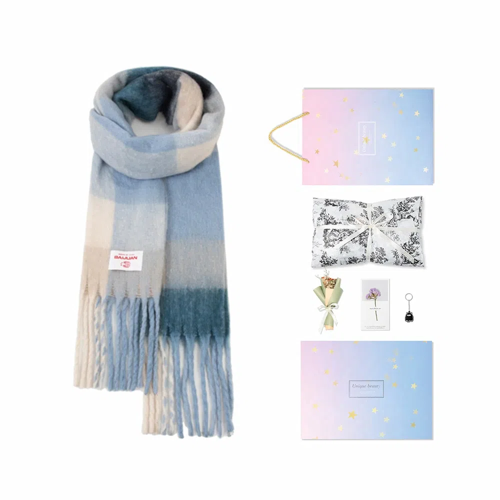 白卷 限定款马卡龙色保暖加厚 绒线围巾 女款