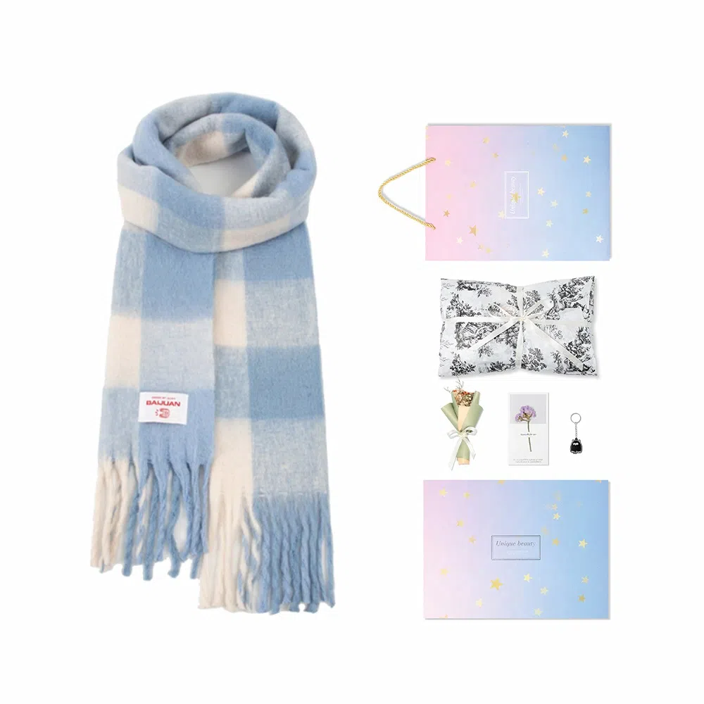 白卷 限定款马卡龙色保暖加厚 绒线围巾 女款