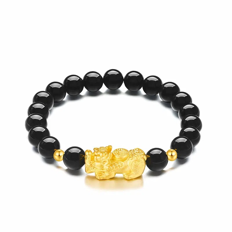 曼卡龙 貔貅黑玉髓 银 手串 男女同款情侣款
