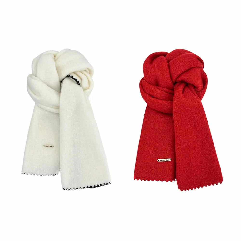 心水好物 羊毛混纺 韩系冬季氛围感锁边保暖防寒软糯亲肤 绒线围巾 男女同款情侣款