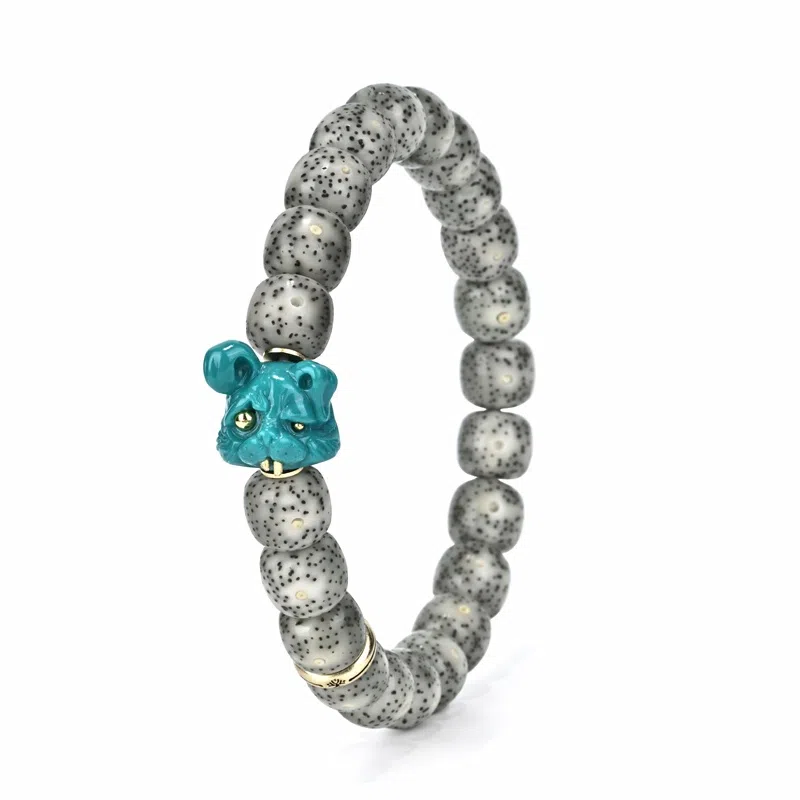 钰澜文玩 正宗海南毛感料 星月菩提 冰透兔子搭配款文玩佛珠转运珠 男女同款情侣款