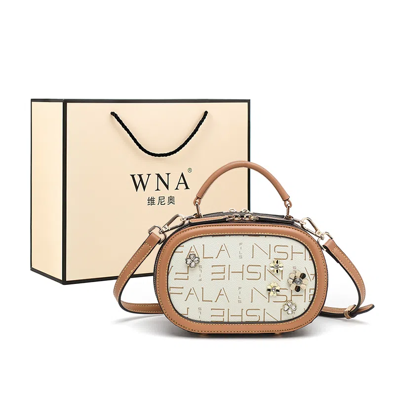 维尼奥 高级感复古洋气简约百搭时尚大气印花通勤 合成革 单肩斜挎手提包 常规 女款 棕色/米白色/咖啡色