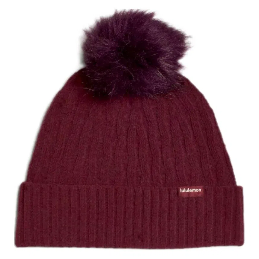 lululemon Pom Pom Cable Knit Hat Ivory Pink