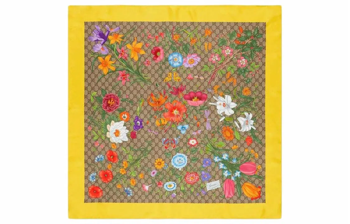 Gucci GG Silk Scarf Yellow