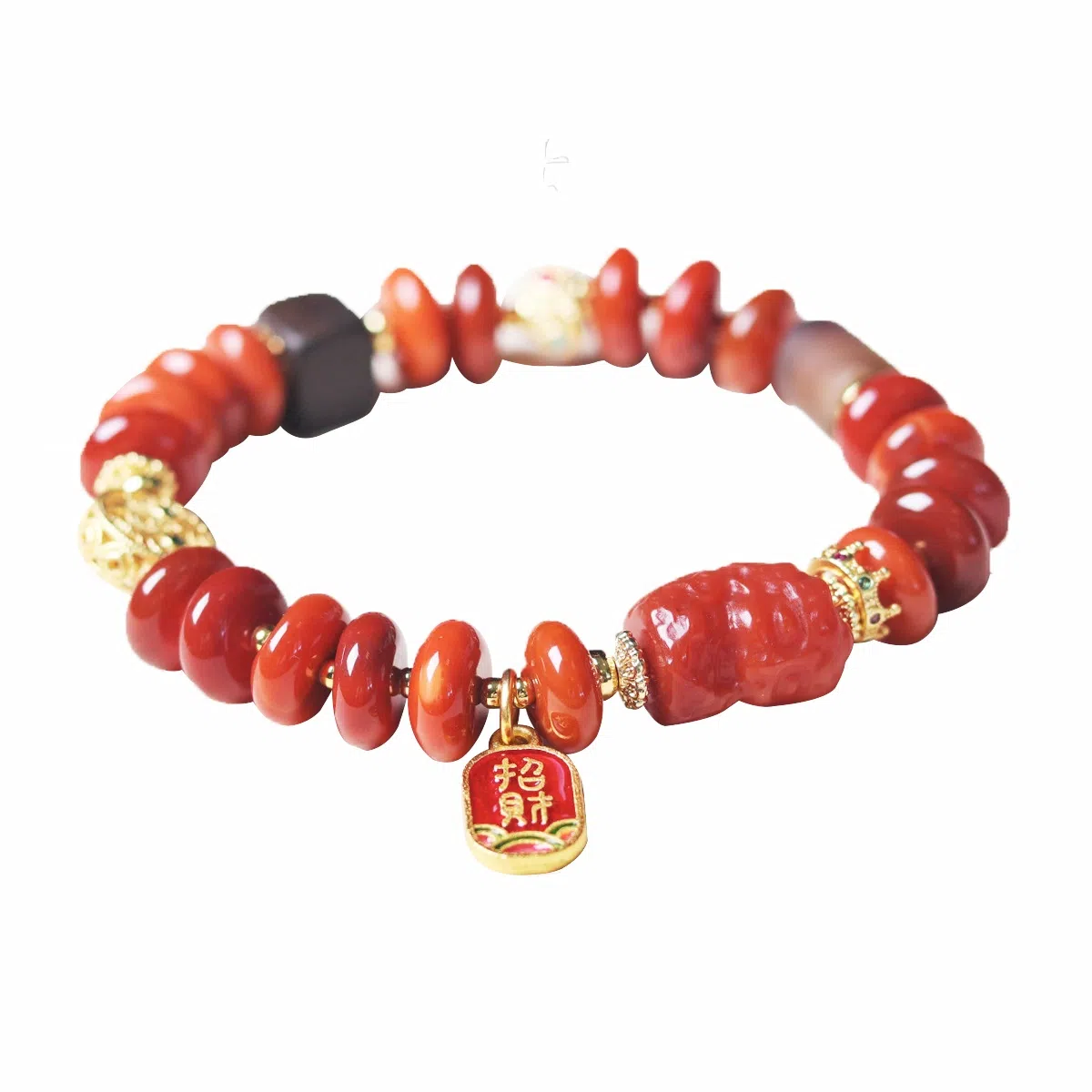龙弗 【鸿运当头】红红火火顺顺利利前程似锦新春佳节好运饰品成功上岸恭喜发财新中式红色系列国风高级感小众设计 玛瑙 手串 女款