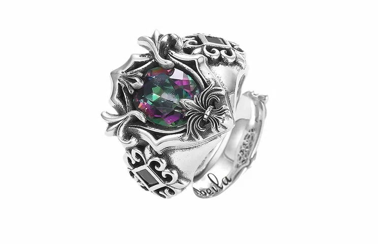 ruibeila Cross Flower Adjustable Ring S925 Silver