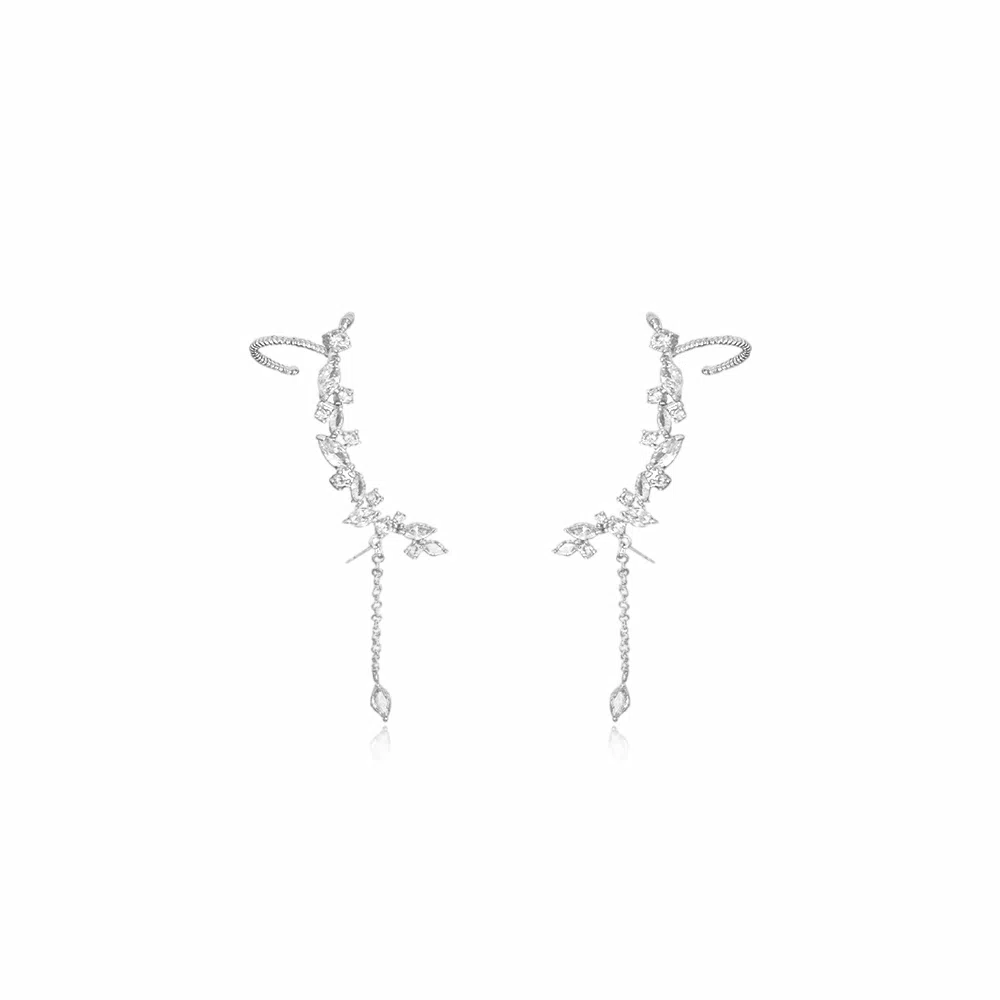 希遇 霜雨枝头 小众简约设计 纯结清纯女生通勤 百搭 新中式 高级精致 合金/锆石 耳环 男女同款情侣款