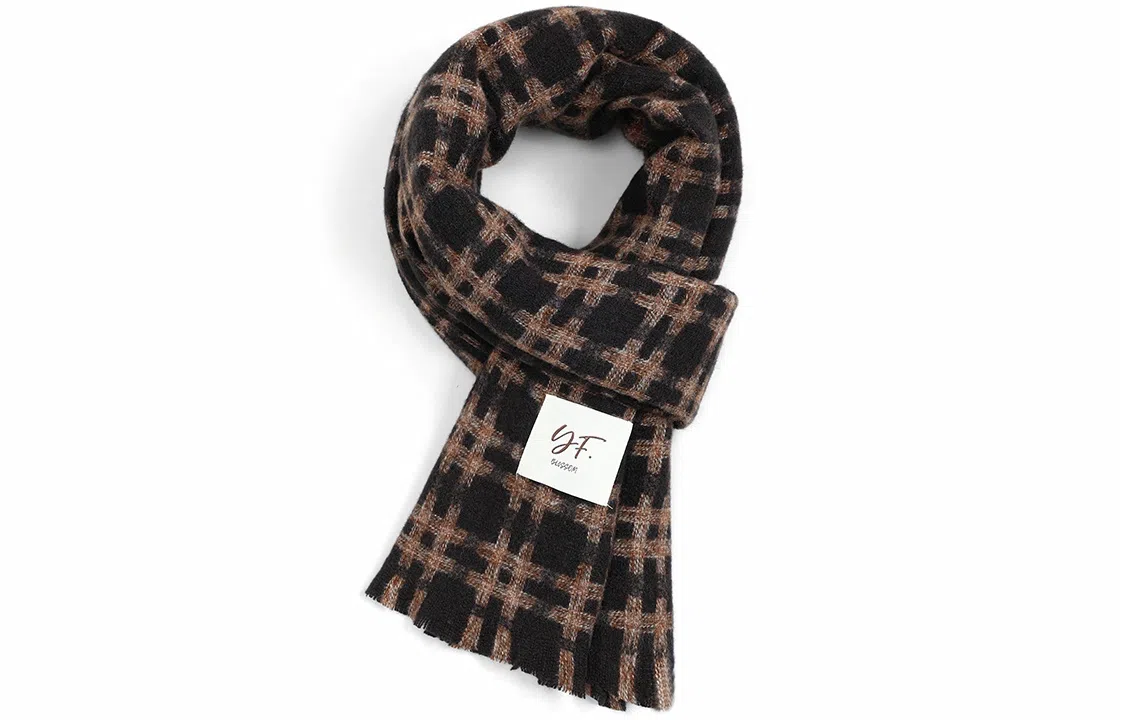 优幽兰 经典款格子针织加厚防风防寒保暖护脖子高级感韩系 绒线围巾 男女同款情侣款