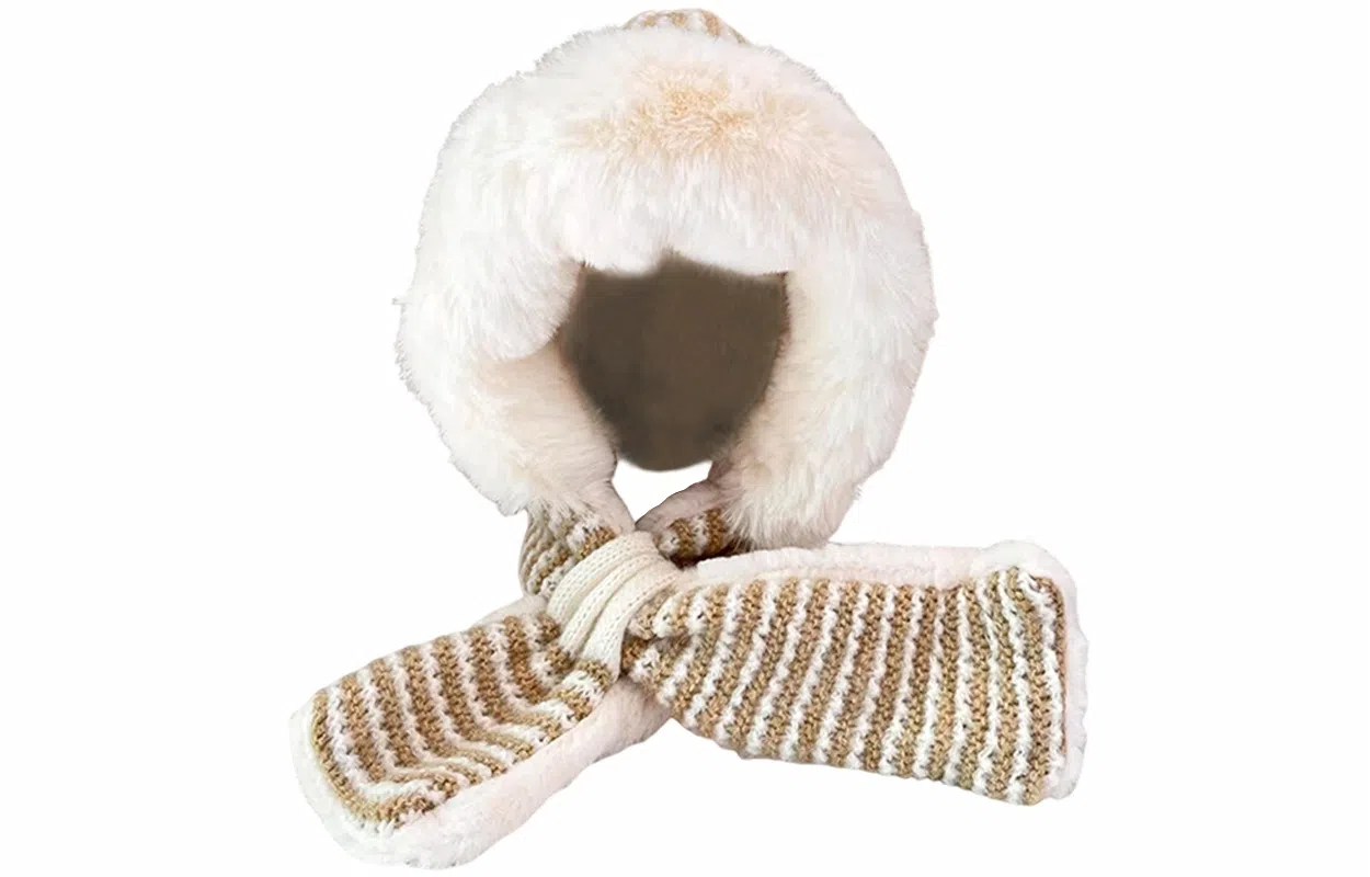 优幽兰 时尚百搭小众设计感加厚保暖学生韩版可爱一体 聚酯纤维 帽子 女款