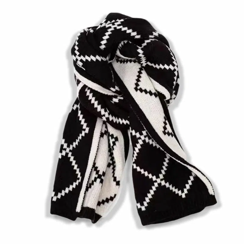 千桐 双面格纹多色简约大气 韩系百搭保暖防寒 绒线围巾 男女同款情侣款