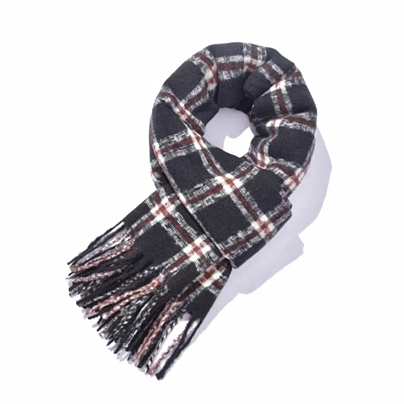千桐 【秋冬必备】多彩格子时尚百搭加厚保暖 绒线围巾 男女同款情侣款