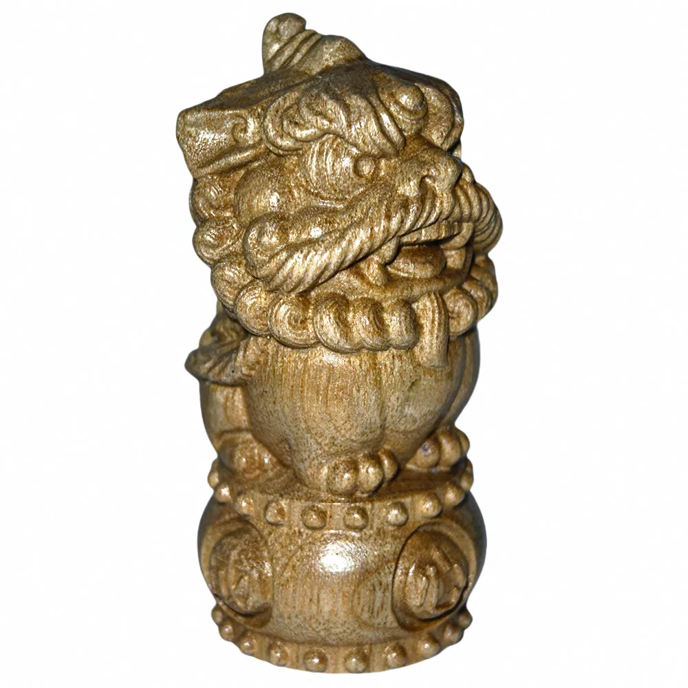 仙作美 （醒狮*心想事成）实木雕刻 楠木 木作摆件 男女同款情侣款