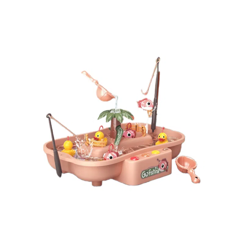 咕轹 钓鱼套装 电动旋转洗澡灯光音乐钓鱼池戏水类 早教益智玩具
