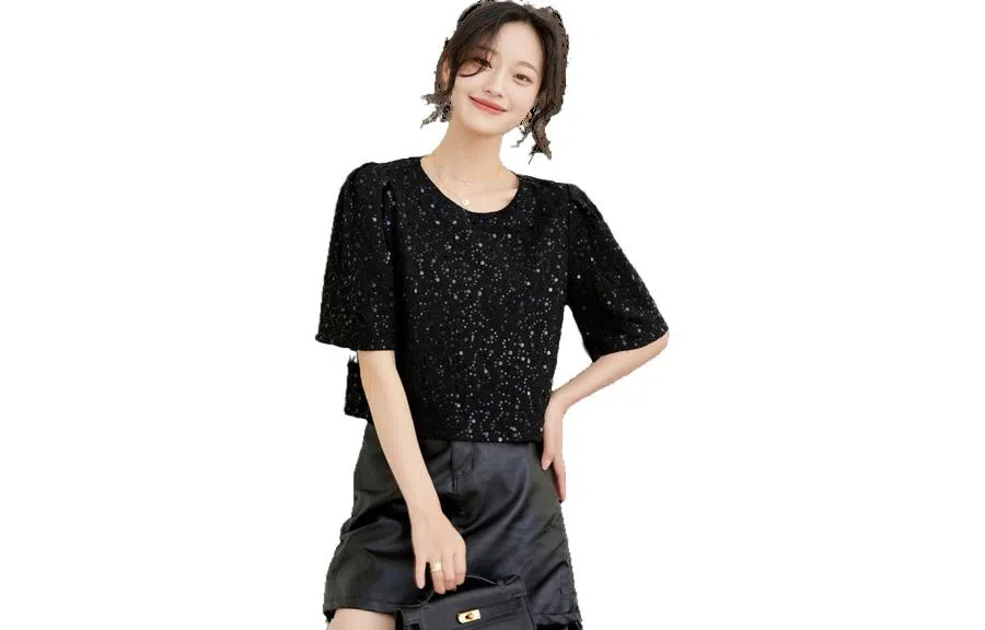 【dme】 圆领泡泡袖短袖衬衫 女款