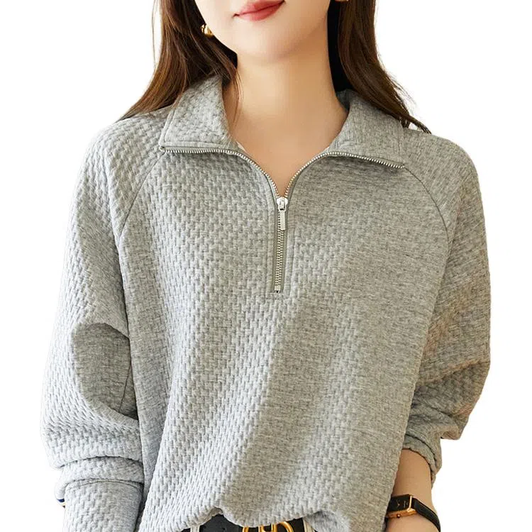 【dme】 纯色翻领长袖卫衣 女款