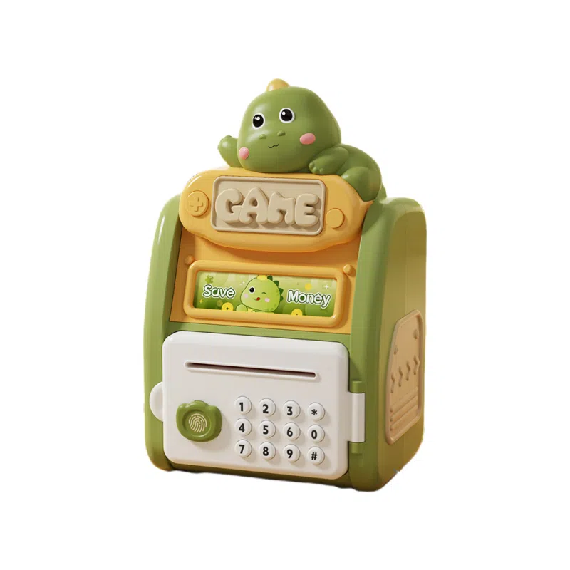 咕轹 萌宠存钱罐仿真多功能指纹密码锁智能全自动卷币 早教益智玩具