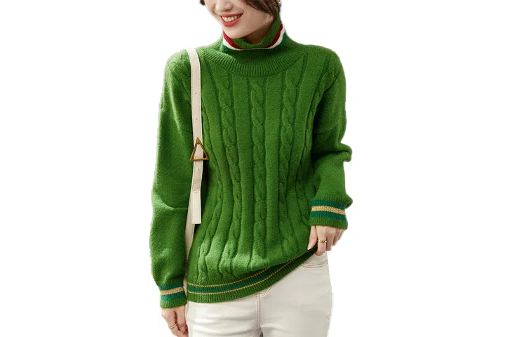 【dme】 套头高领拼色毛衣 女款