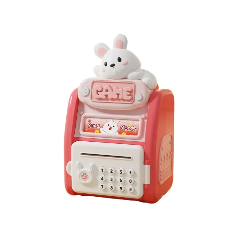 咕轹 萌宠存钱罐仿真多功能指纹密码锁智能全自动卷币 早教益智玩具