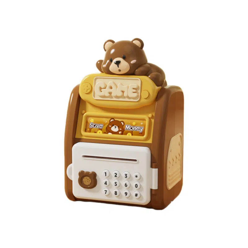 咕轹 萌宠存钱罐仿真多功能指纹密码锁智能全自动卷币 早教益智玩具