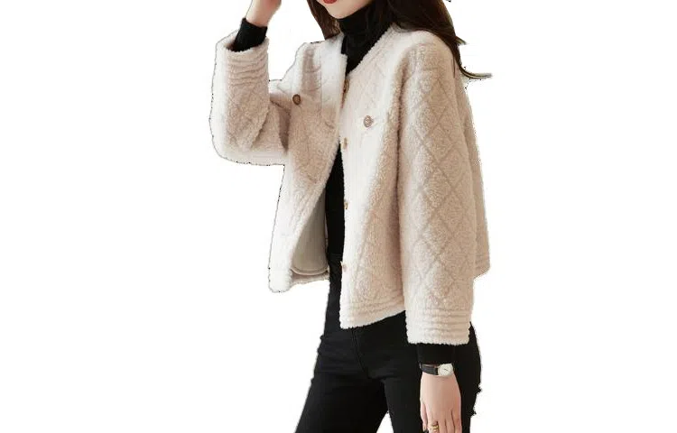 【dme】 纯色简约菱形格绒感外套 女款