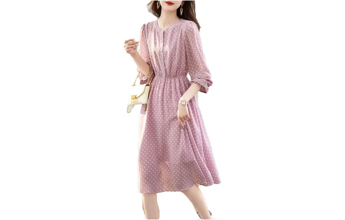 【dme】 宽松休闲立领长袖连衣裙