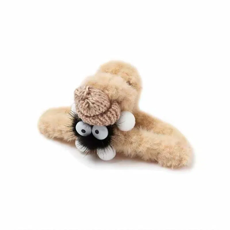 零界 毛绒煤球大眼鲨鱼夹设计感立体玩偶萌趣可爱日常出行头饰 涤纶 发夹 女款