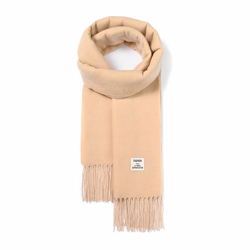 啄木鸟 秋冬清新文艺高级感纯色 韩系百搭保暖加厚防寒 聚酯纤维 绒线围巾 男女同款情侣款