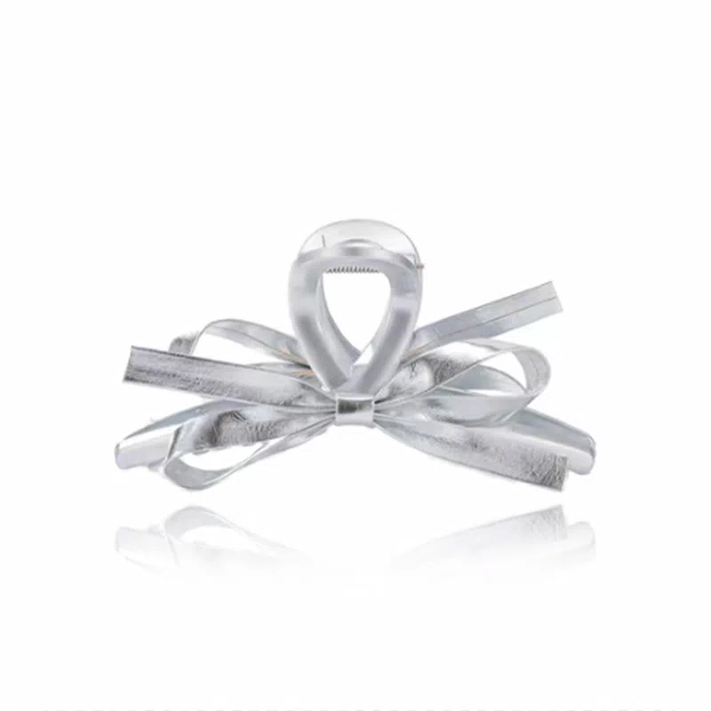 零界 蝴蝶结皮质液态银亮面鲨鱼高级感造型梦幻小众 亚克力 发夹 女款