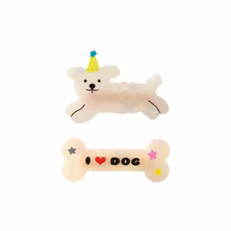 零界 猫猫狗狗骨头侧边可爱少女感卡通童趣百搭日常发饰 亚克力 发夹 女款