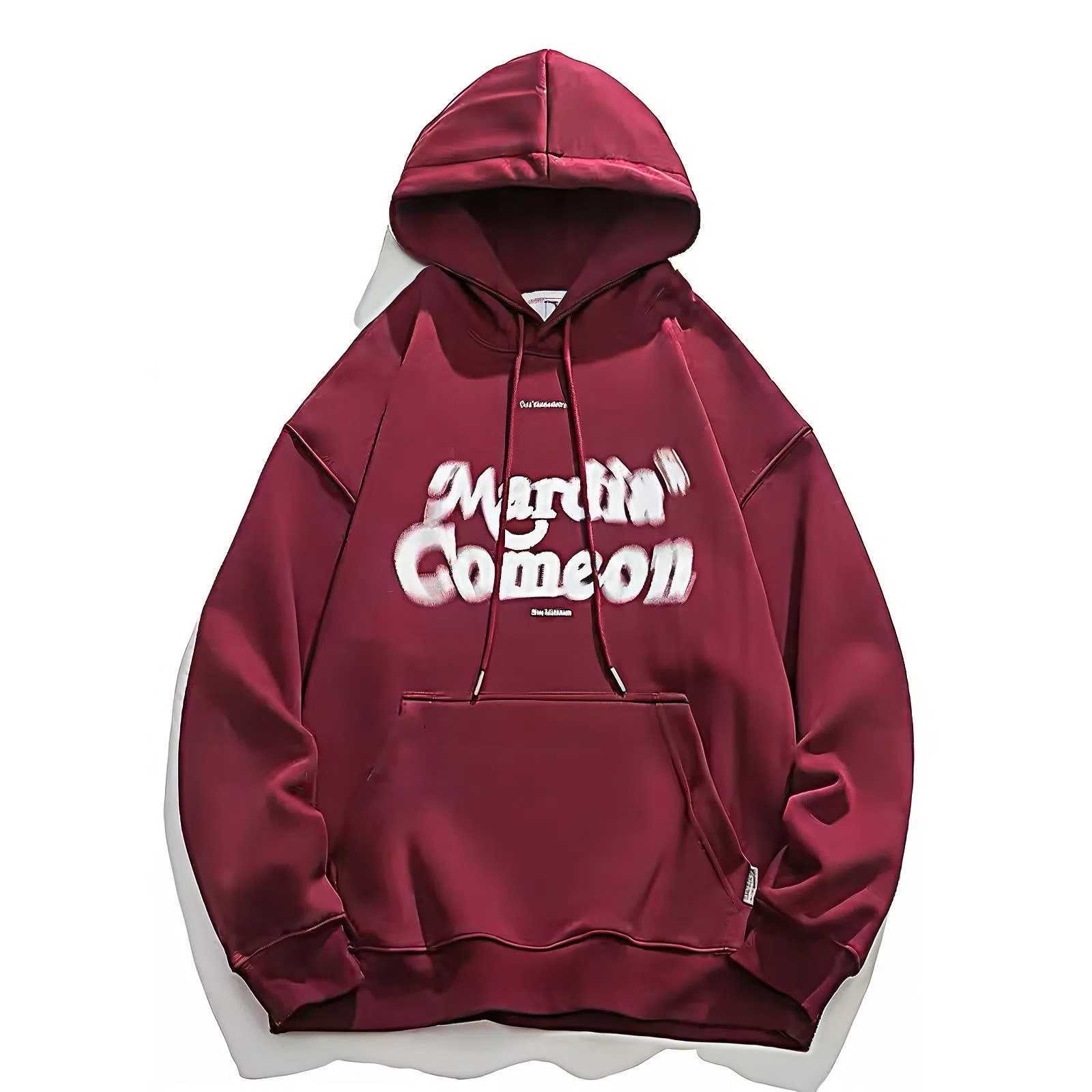 莫代尔 休闲纯色字母简约舒适亲肤连帽长袖打底衣 男女同款