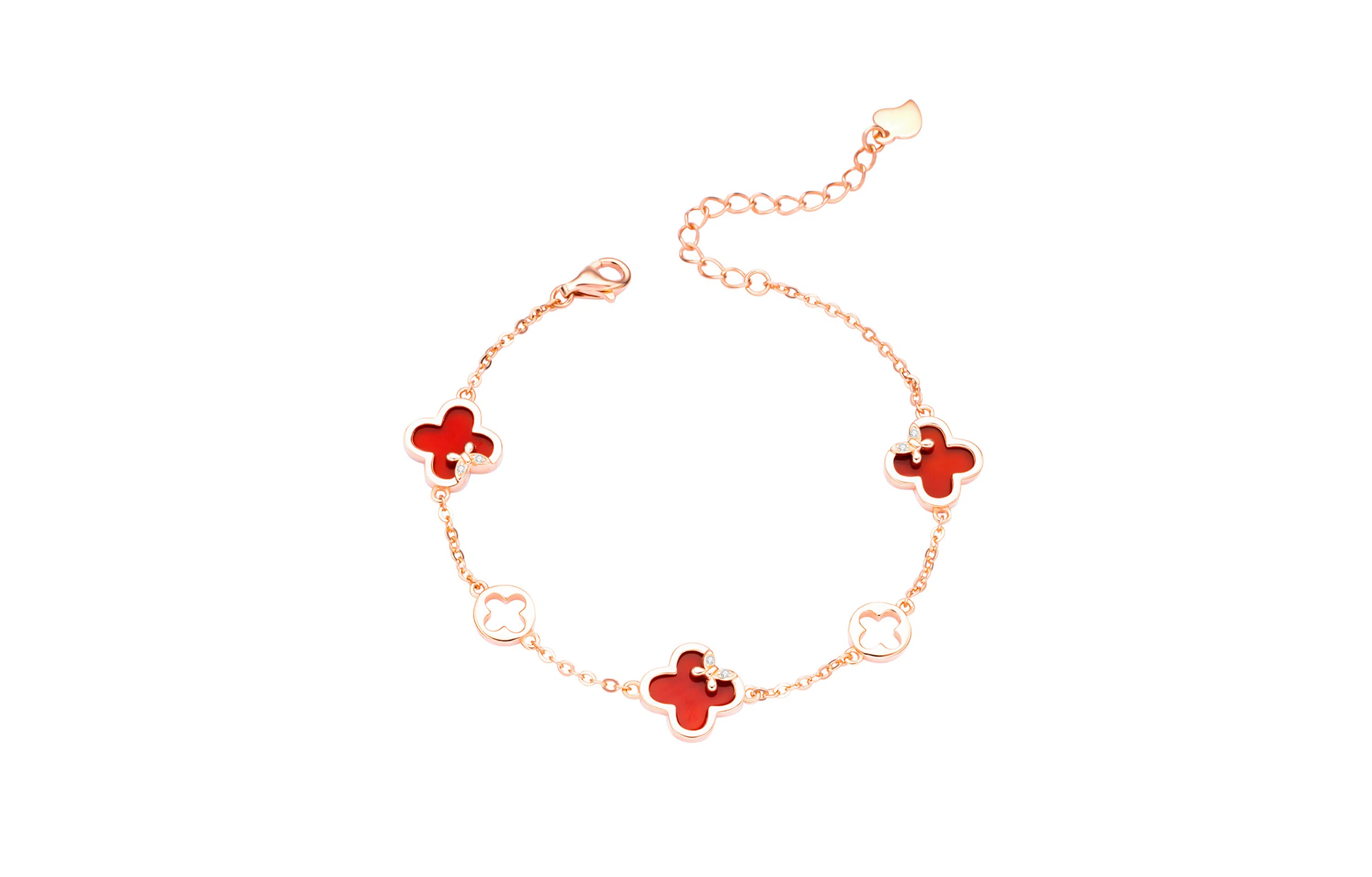 中国珠宝 四叶草森系时尚轻奢温柔简约优雅气质日常百搭小众好运 玛瑙 手链 女款