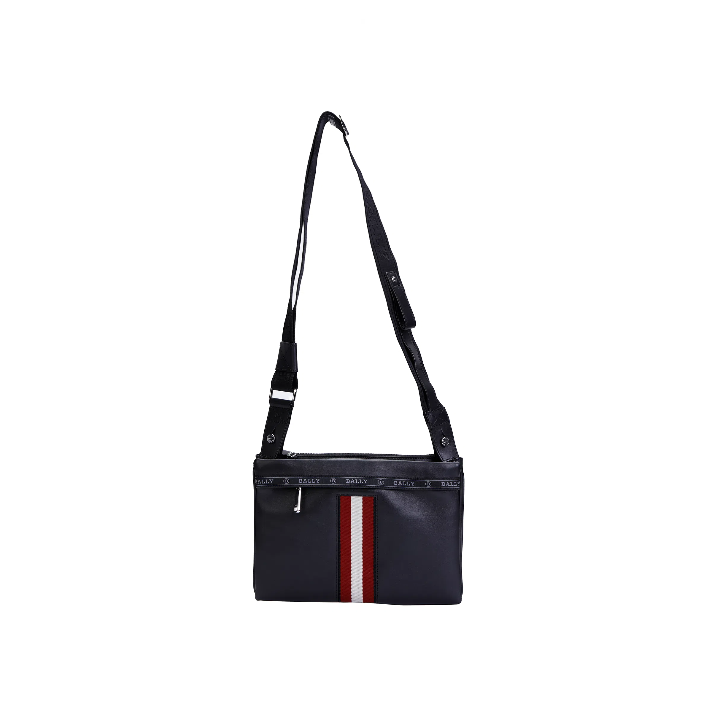 Bally Logo Print Leather Clutch Black