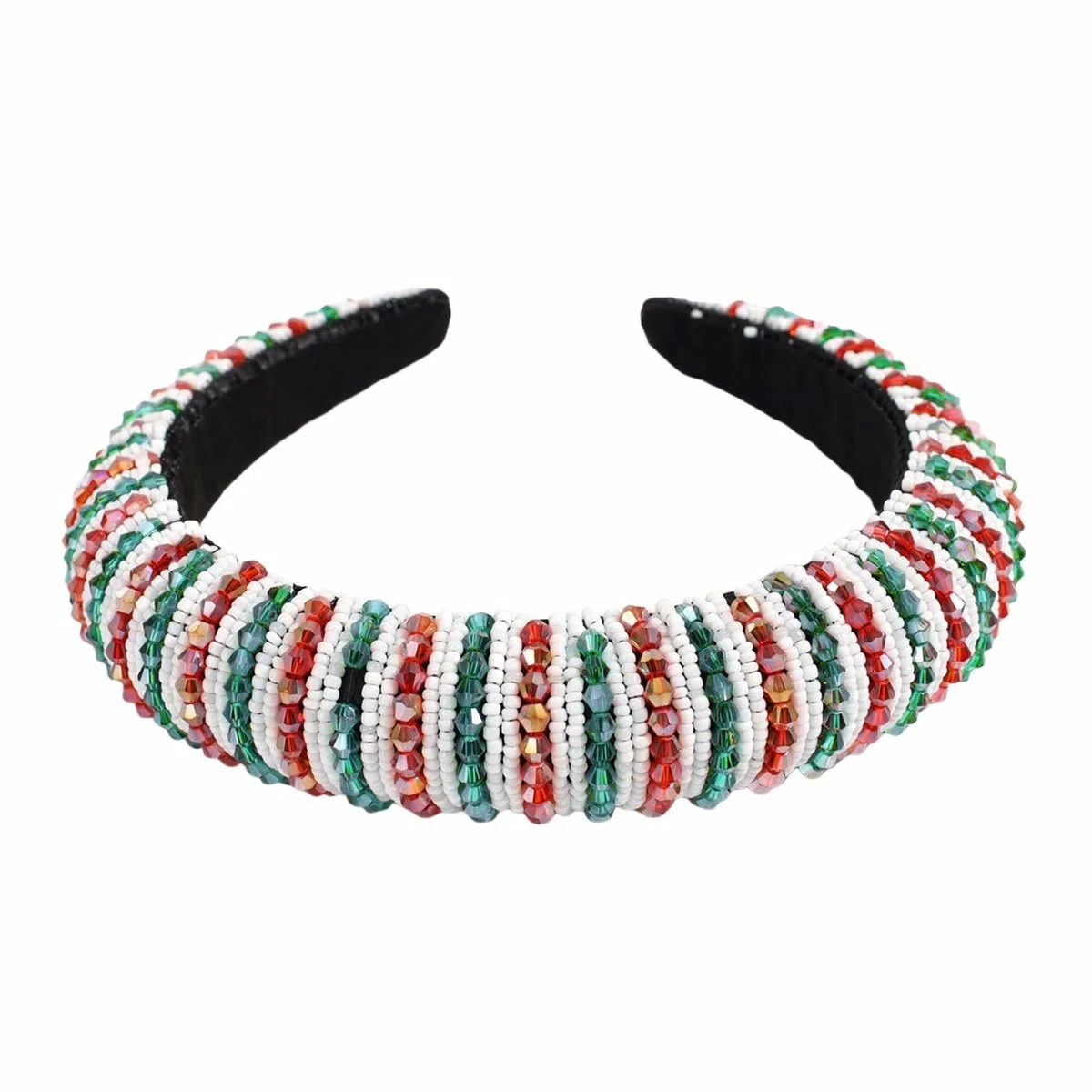 彤彤兔 时尚海绵简约百搭条纹拼色串珠头箍外出 树脂 发箍 女款