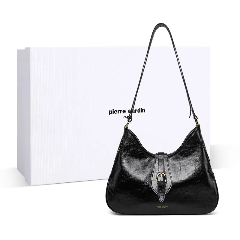 Pierre Cardin Vintage Leather Crossbody Bag Black Brown