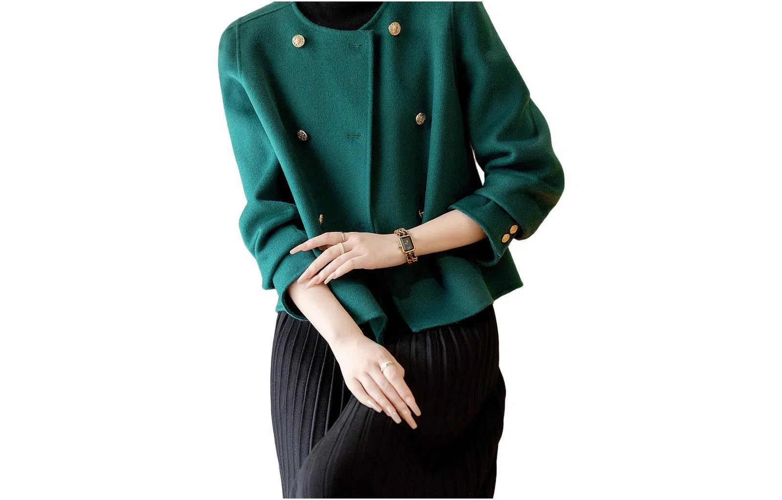 【dme】 纯色双排扣圆领夹克外套 女款