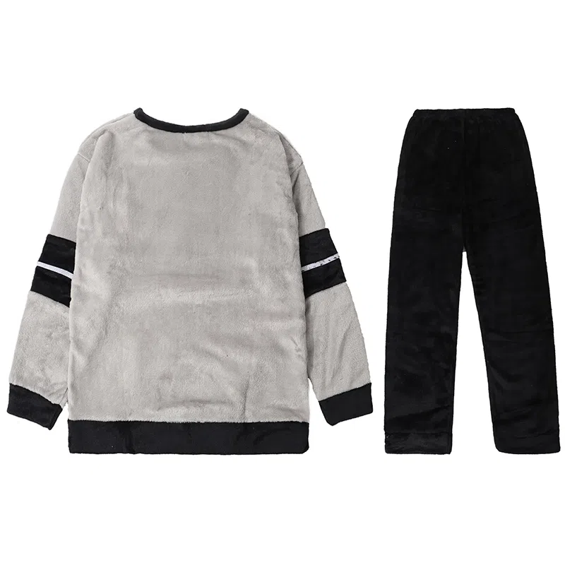 兰缪 亲肤舒适长袖长裤保暖圆领可外穿家居服睡衣套装 男款 图片色