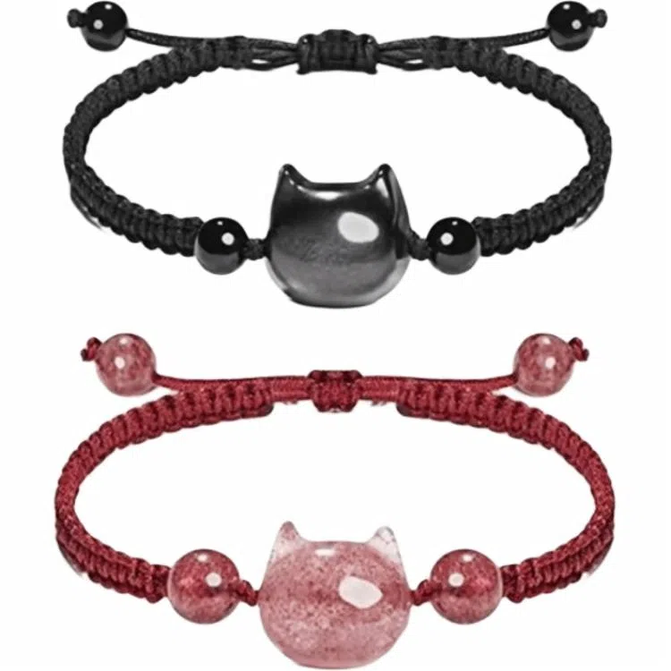 【大富大贵】 镯瑾 招财纳福猫咪平安扣转运珠 吉祥如意无限#好运新中式国潮诸事顺利运气爆棚手饰 琉璃 手链 男女同款情侣款