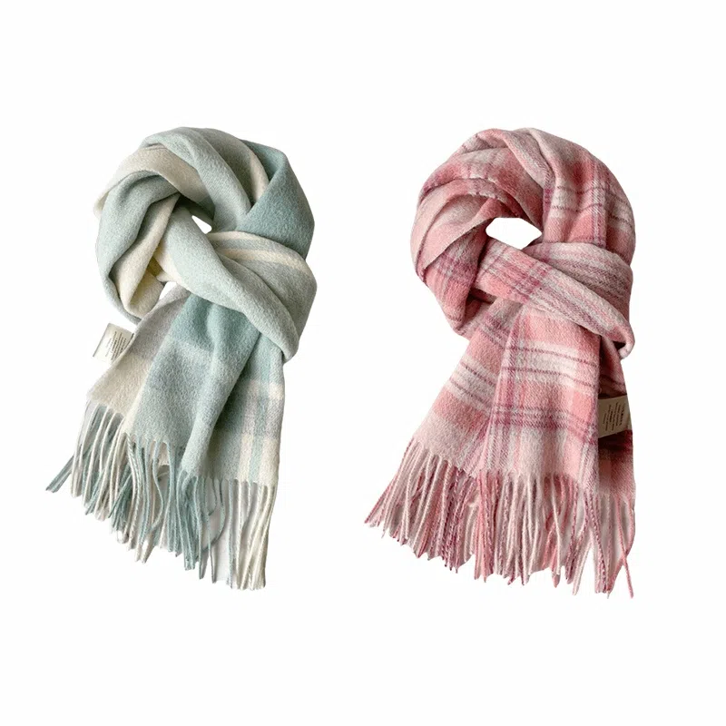 心水好物 韩系秋冬拼色格子保暖防寒百搭 绒线围巾 男女同款情侣款