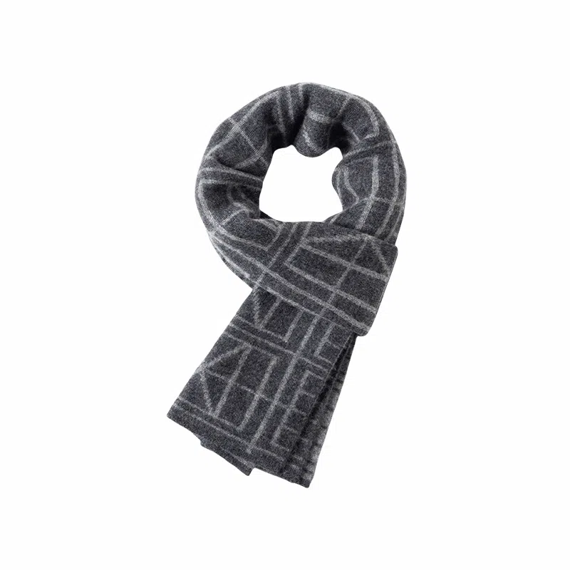 梦特娇 秋冬字母加绒加厚  保暖高级百搭 羊绒 绒线围巾 男女同款情侣款