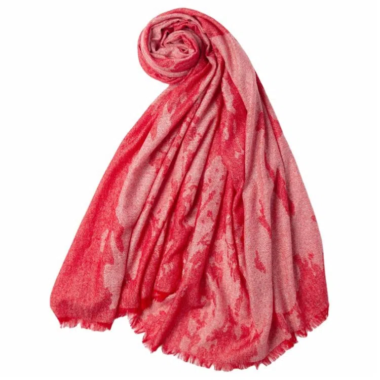 红豆 保暖提花加长加宽两用款 山羊绒 披肩 女款