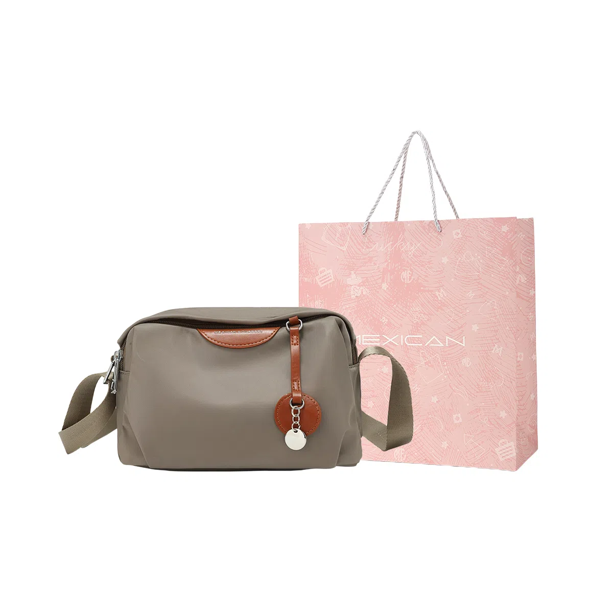 稻草人 休闲 牛津布 帆布包手机包斜挎包 女款 大象灰