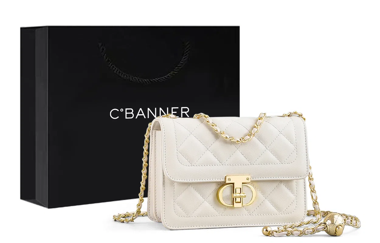 C°BANNER Classic Chain Square Bag Milk White