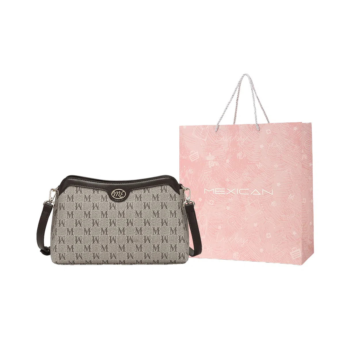 稻草人 复古印花设计 聚氯乙烯 撞色包单肩包斜挎包 常规 女款 深棕色/卡其/深啡棕/深咖棕