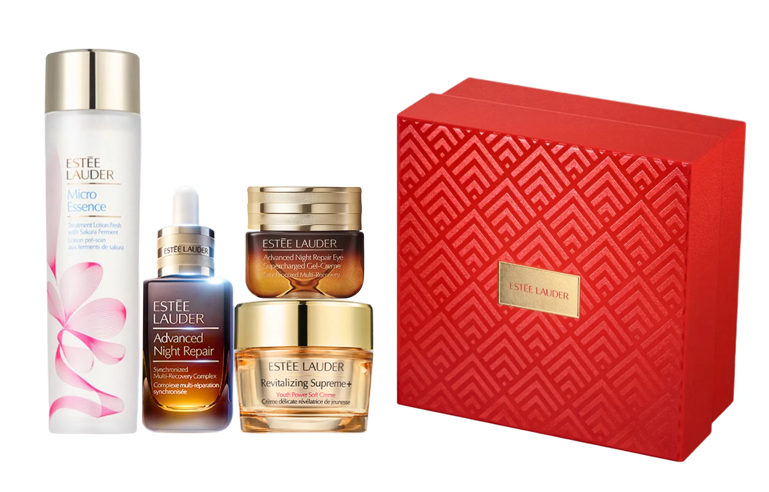 雅诗兰黛 新年限定小棕瓶樱花水胶原面霜护肤套装 紧致保湿修护 四件套