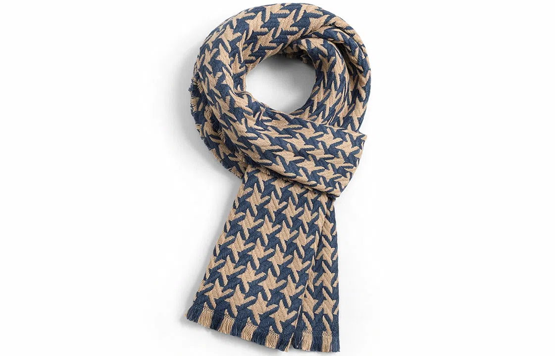 优幽兰 秋冬季学生 经典款千鸟格 加厚防风防寒保暖护脖休闲 绒线围巾 男女同款情侣款 #礼盒